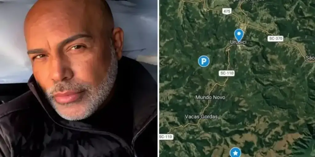 Helicóptero do cantor rick desaparecido: Cantor Rick e mapa da área de busca por helicóptero