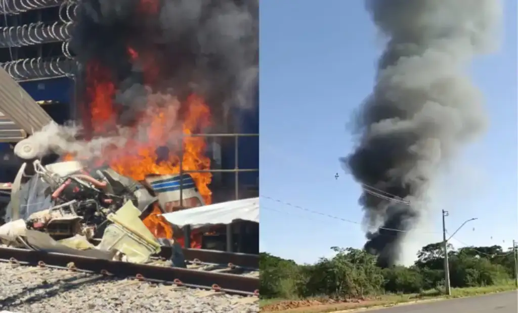 Aviões caem em minas gerais no mesmo dia: Avião em chamas após queda em Minas Gerais