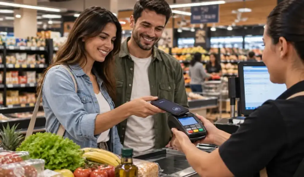 Fim do limite pix por aproximação: Casal realiza pagamento Pix por aproximação no varejo