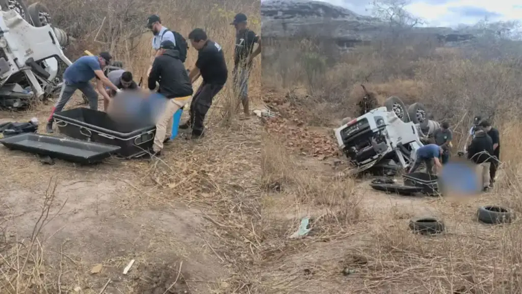 Caminhão tomba na pi-229 em monsenhor hipólito: Caminhão tombado na PI-229 após acidente fatal em Monsenhor Hipólito